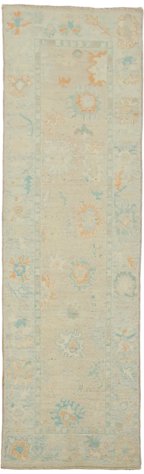 Oushak Vegetable Dye Runner Rug 3x10