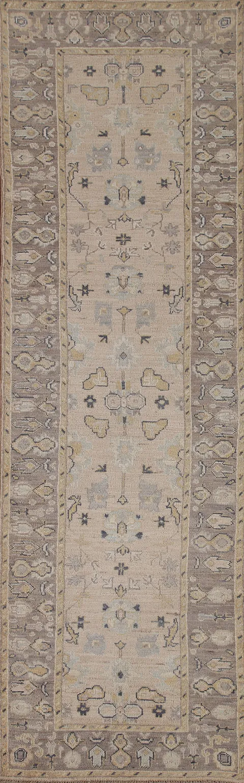 Vegetable Dye Oushak Turkish Runner Rug 3x10