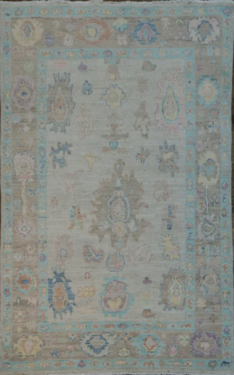 Vegetable Dye Oushak Turkish Area Rug 4x6