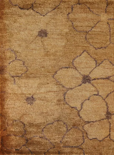 Floral Gold Oriental Area Rug 5x7