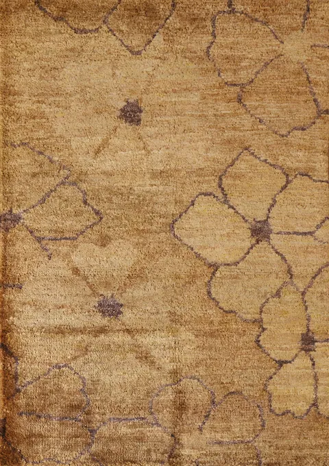 Floral Gold Brown Oriental Area Rug 5x6