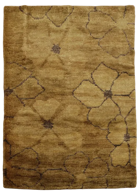Floral Gold Brown Oriental Area Rug 5x6