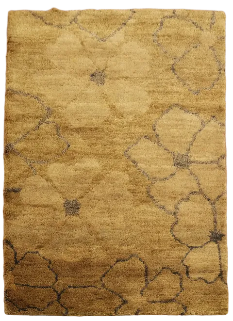Floral Gold Abstract Oriental Area Rug 5x6