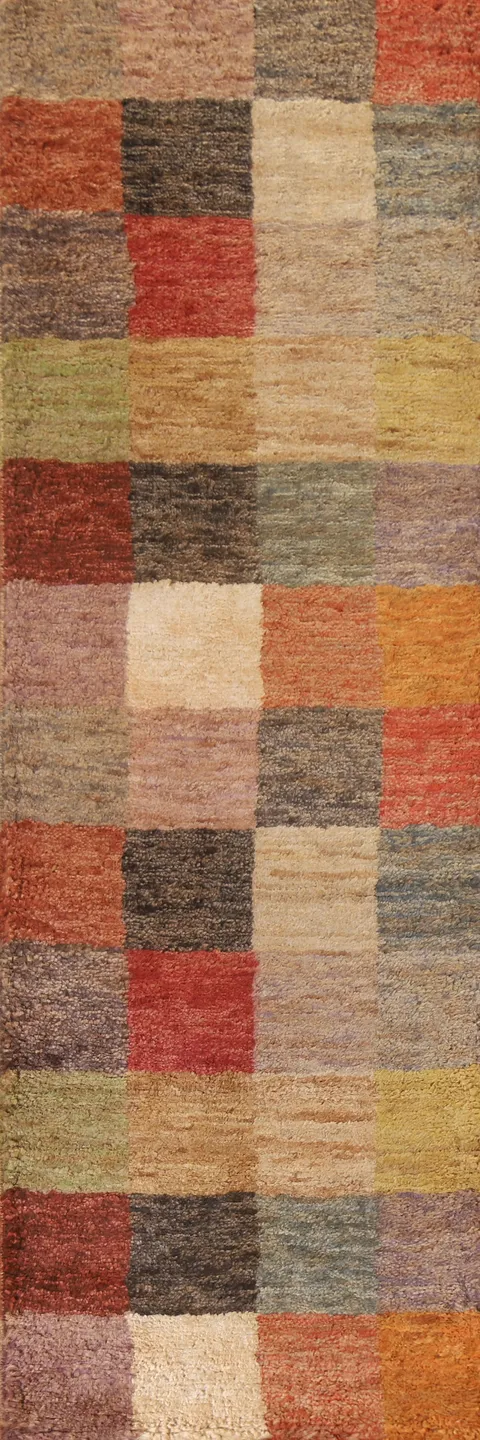 Checkered Modern Oriental Runner Rug 3x10