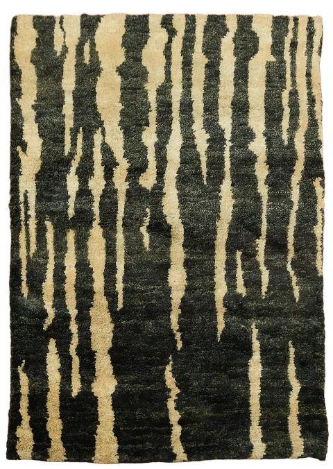 Black Abstract Oriental Area Rug 5x6