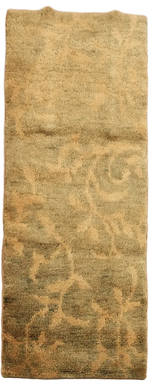 Hand-Knotted Gold Oriental Runner Rug 3x7