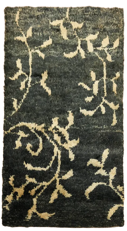 Black Floral Moroccan Oriental Area Rug 3x5