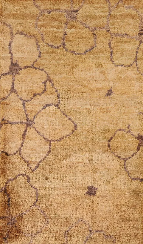 Gold Floral Oriental Area Rug 3x5