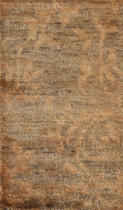 Brown Gold Abstract Oriental Area Rug 3x5