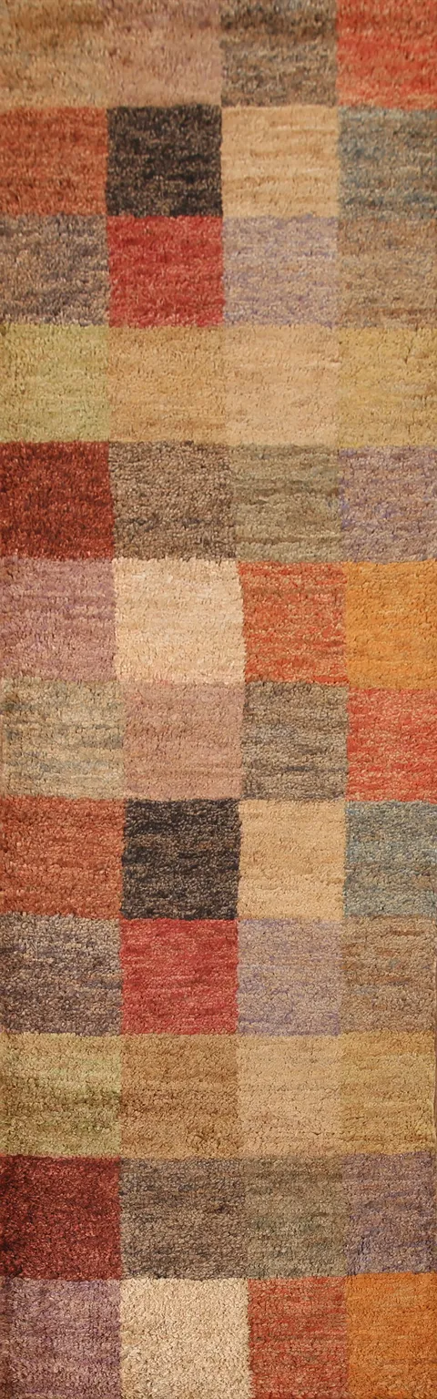 Checkered Modern Oriental Runner Rug 3x9