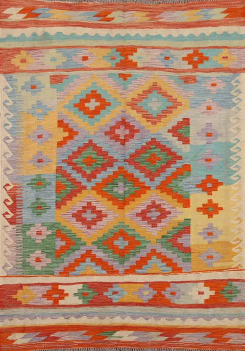Reversible Wool Kilim Oriental Area Rug 5x6
