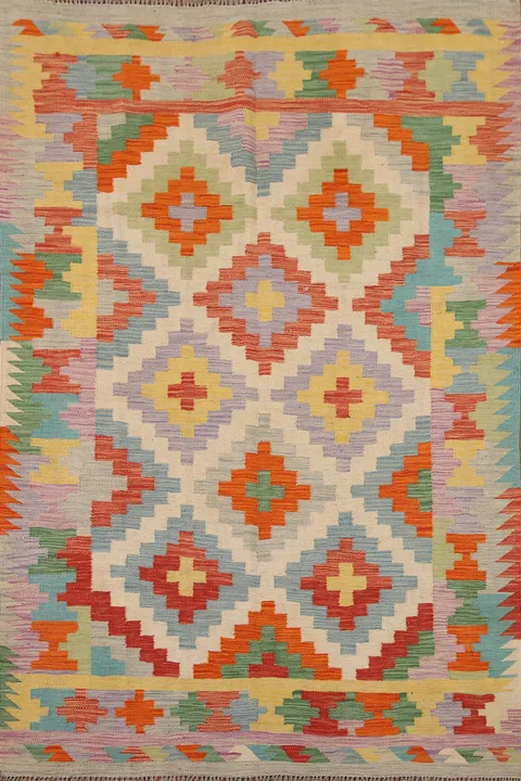 Reversible Wool Kilim Oriental Area Rug 5x7