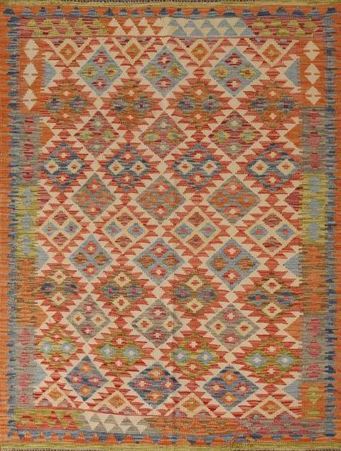 Reversible Wool Kilim Oriental Area Rug 5x6