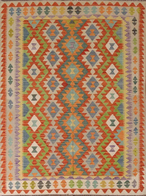 Reversible Wool Kilim Oriental Area Rug 5x7