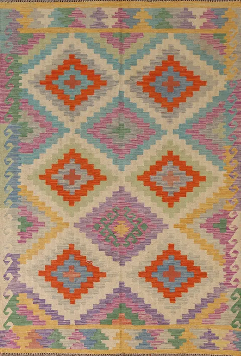 Reversible Wool Kilim Oriental Area Rug 5x7