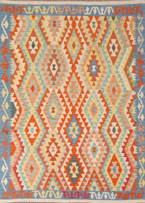 Reversible Wool Kilim Oriental Area Rug 5x7