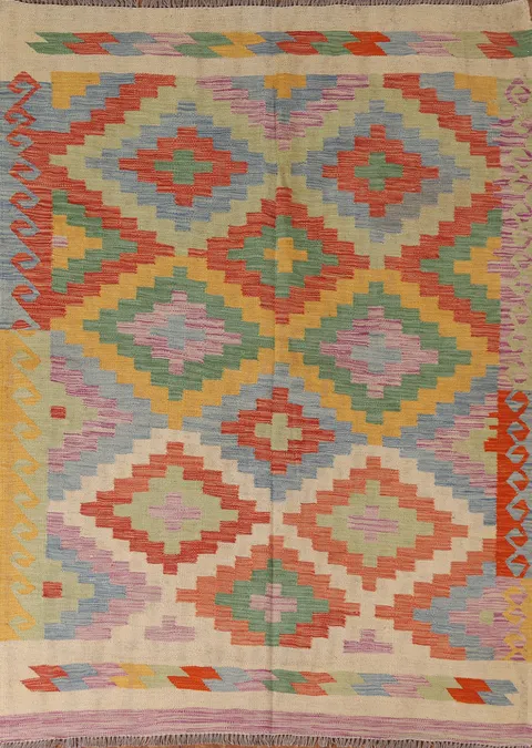 Geometric Kilim Oriental Area Rug 5x6