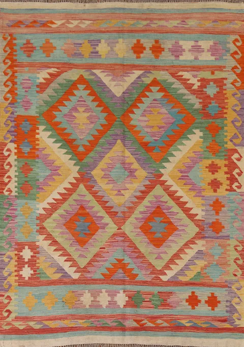 Kilim Reversible Wool Area Rug 5x7