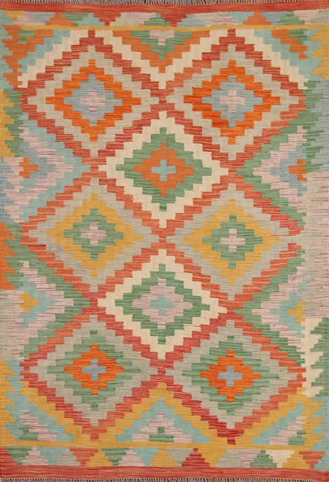 Reversible Wool Kilim Oriental Area Rug 5x7