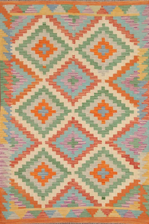 Kilim Reversible Wool Area Rug 5x7
