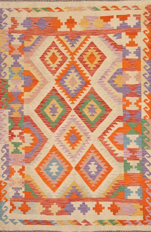 Reversible Wool Kilim Oriental Area Rug 5x7