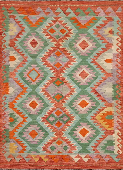 Kilim Reversible Wool Area Rug 5x7
