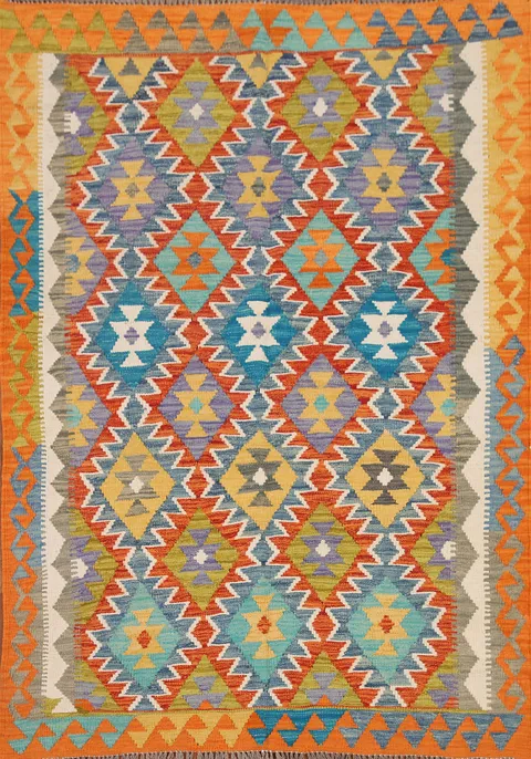 Kilim Reversible Wool Area Rug 5x6