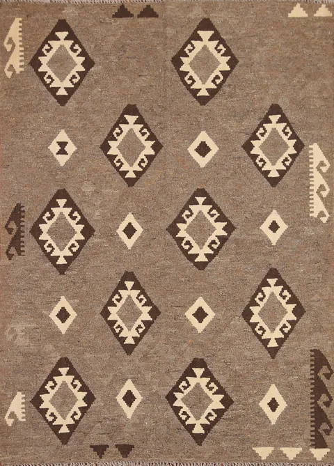 Reversible Wool Kilim Oriental Area Rug 5x7