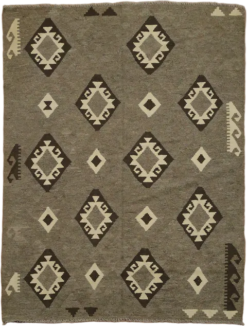Southwestern Flat-Woven Kilim Bold Geometric Patterns Area Rug 5x7