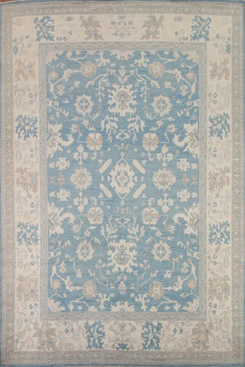 Blue Oushak Vegetable Dye Area Rug 9x12
