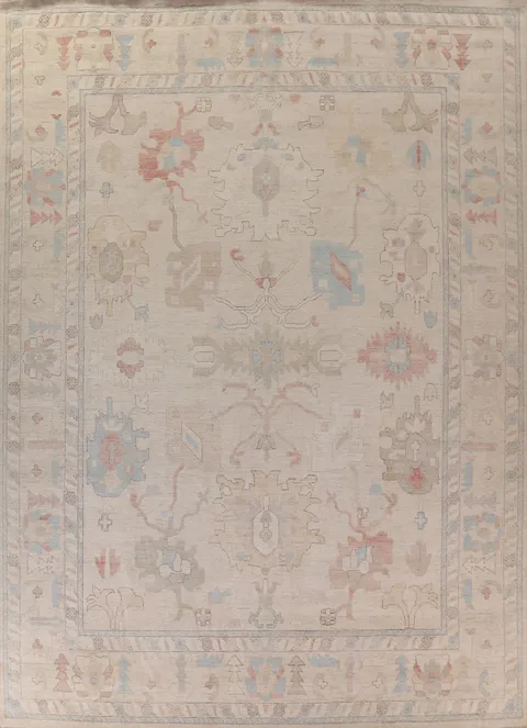 Muted Oushak Vegetable Dye Large Rug 12x15
