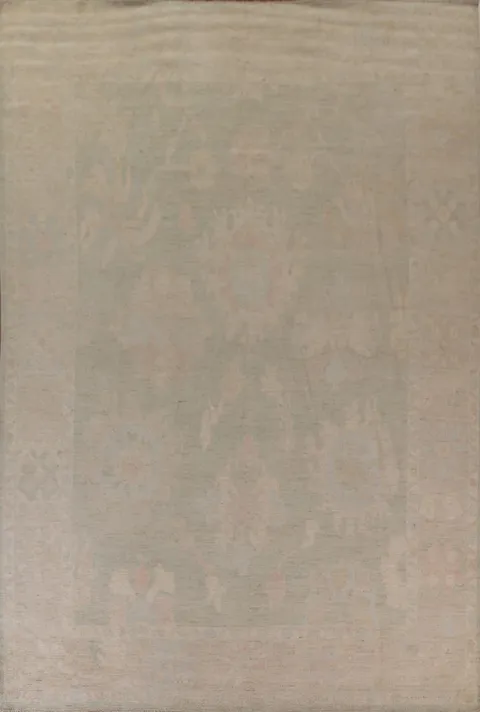 Muted Oushak Vegetable Dye Large Area Rug 10x14