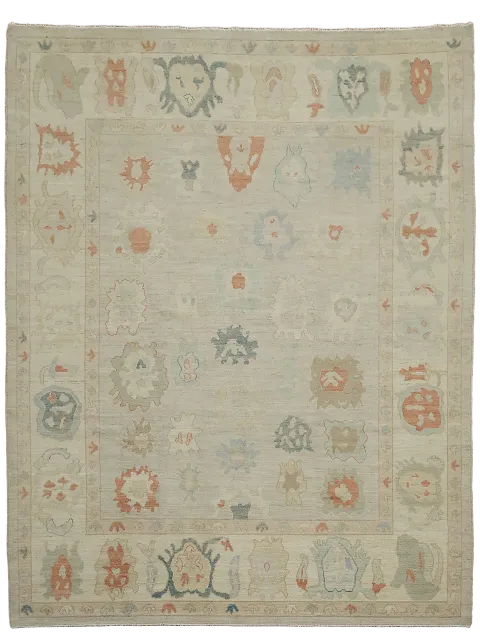 Vegetable Dye Oushak Turkish Area Rug 9x12