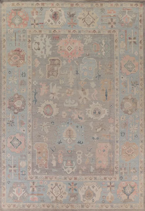 Muted Oushak Vegetable Dye Area Rug 9x12