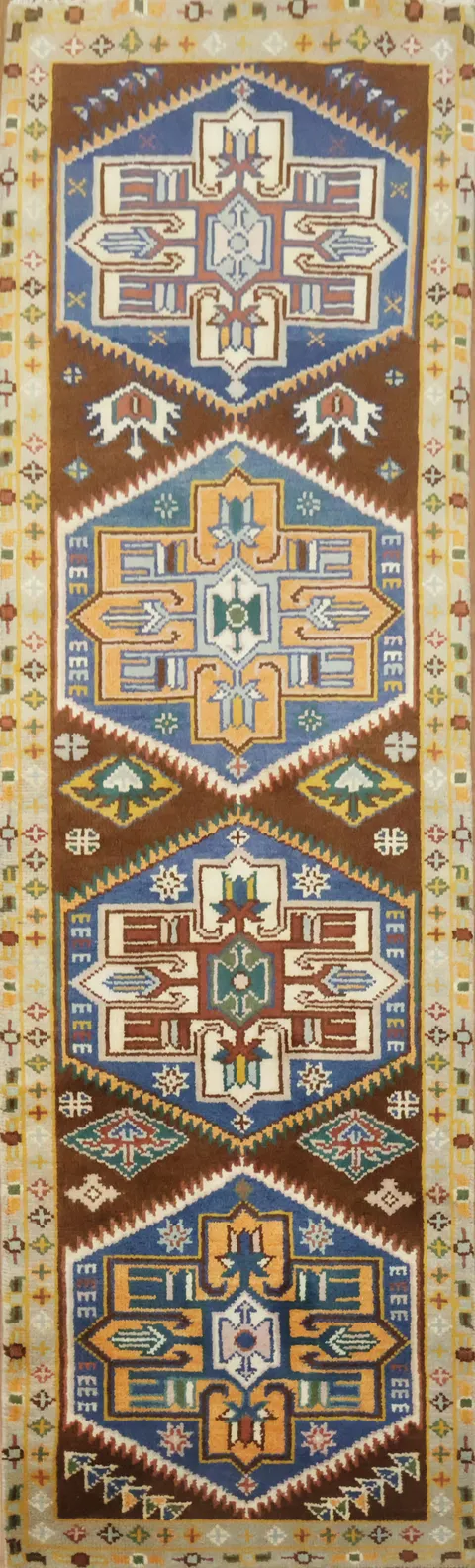 Geometric Heriz Serapi Oriental Runner Rug 3x8