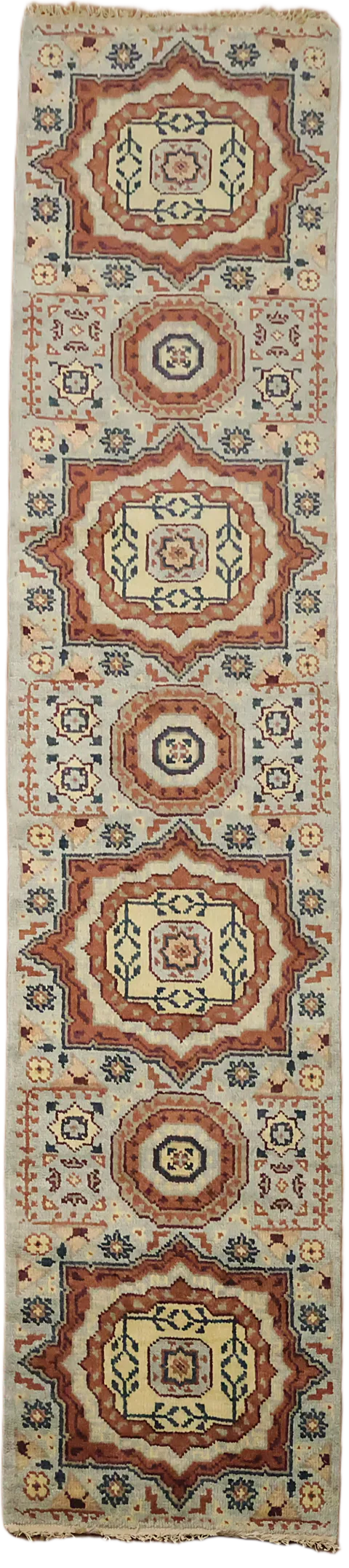 Elegant Geometric Patterns on Traditional Woven Runner 3x10