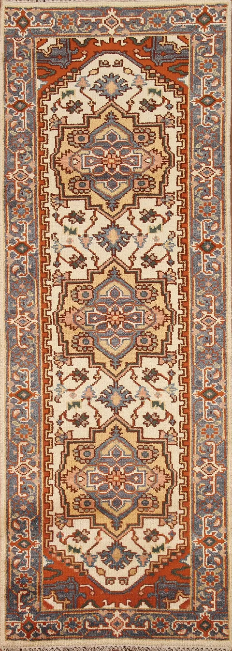 Ivory Heriz Serapi Oriental Runner Rug 3x8