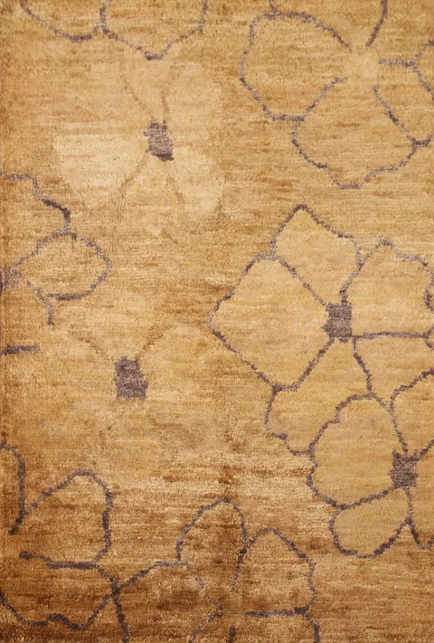 Floral Gold Oriental Area Rug 5x7