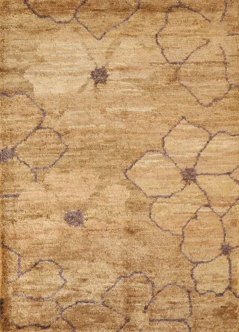 Floral Gold Oriental Area Rug 5x6