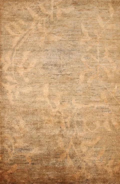 Nature Print Gold Oriental Area Rug 6x8