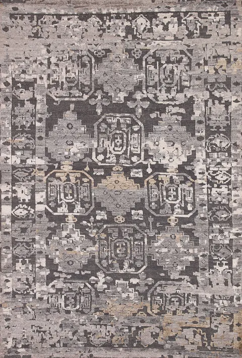 Gray Wool Khotan Oriental Area Rug 5x8