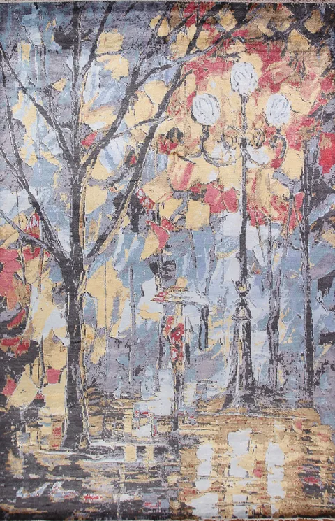 Nature Print Vegetable Dye Area Rug 9x12
