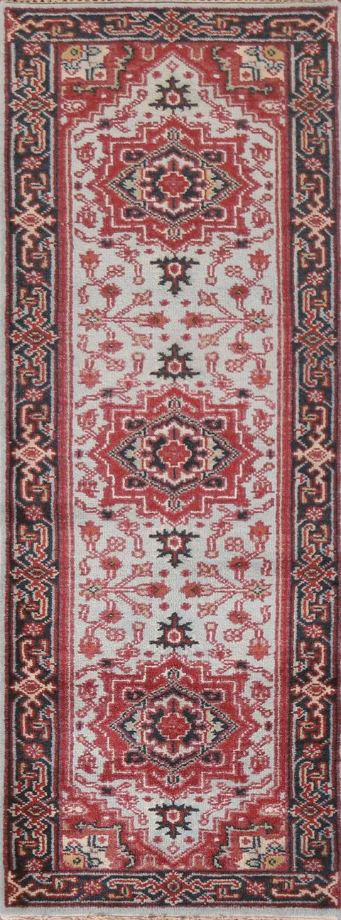 Geometric Heriz Serapi Oriental Runner Rug 3x8