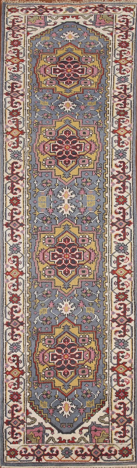 Blue Heriz Serapi Wool Runner Rug 2x10