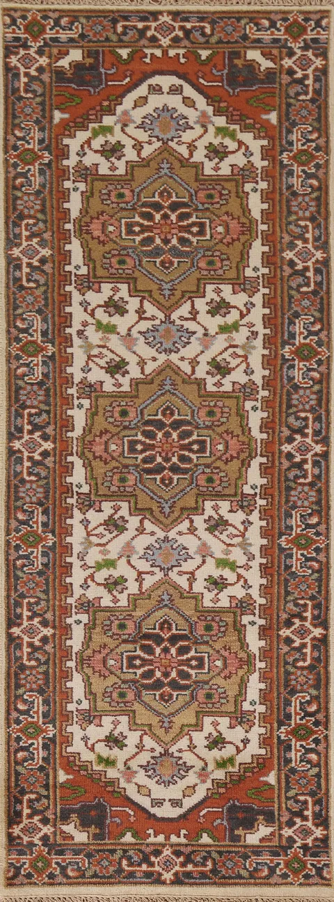 Ivory Heriz Serapi Oriental Runner Rug 3x8