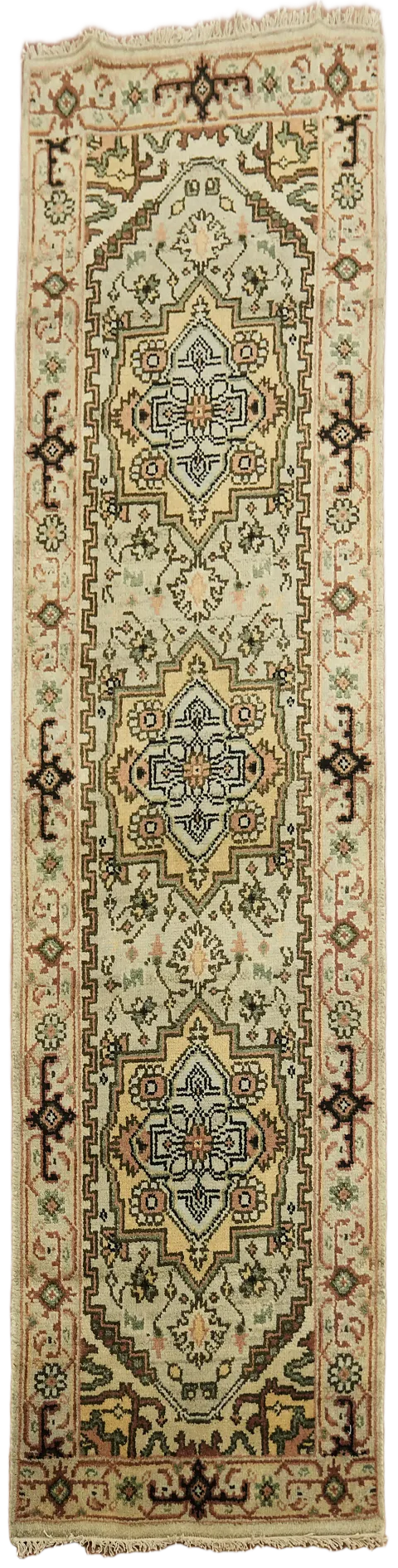 Geometric Heriz Serapi Wool Runner Rug 3x8