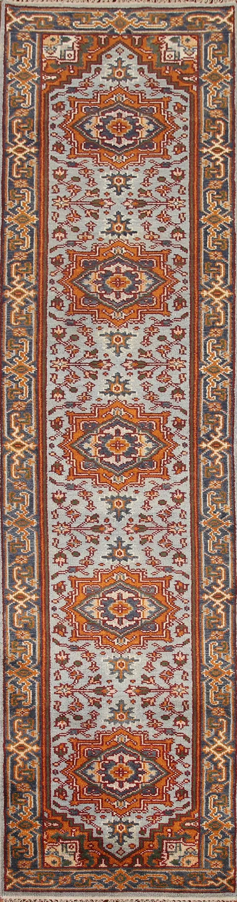 Geometric Heriz Serapi Wool Runner Rug 3x12