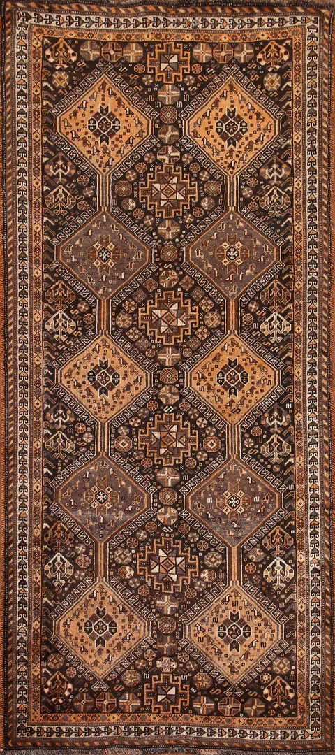 Vegetable Dye Qashqai Persian Runner Rug 4x9
