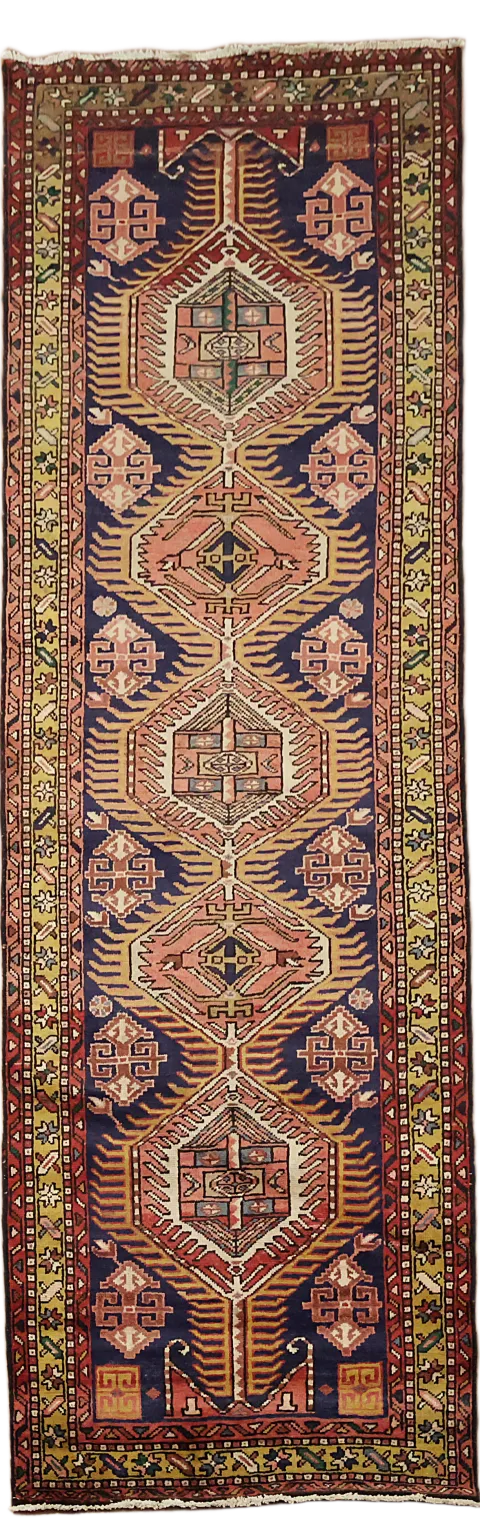 Geometric Gharajeh Persian Runner Rug 3x10