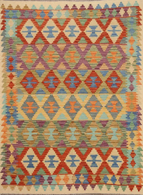 Reversible Wool Kilim Oriental Area Rug 5x6